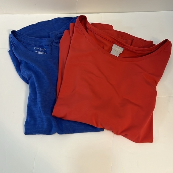 Set of 2 Tops Pullover Chico’s bell sleeve & Talbots cap sleeve Womens M - Picture 1 of 11